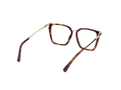 Max Mara Square Frame Glasses In Dark Havana/shiny Pale Gold