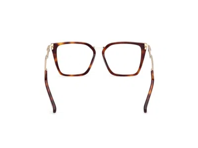Max Mara Square Frame Glasses In Dark Havana/shiny Pale Gold