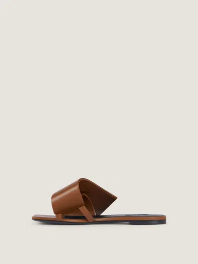 Givenchy Sliced Square Flat Sandals In Leather In Tan