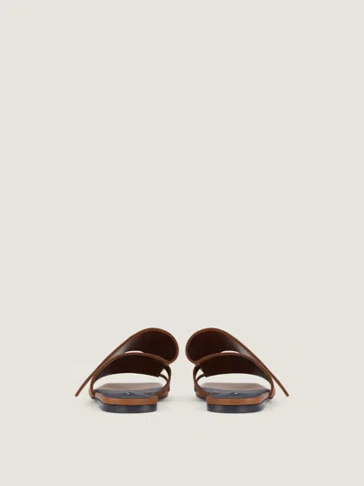 Givenchy Sliced Square Flat Sandals In Leather In Tan