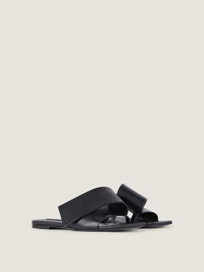 Givenchy Sliced Square Flat Sandals In Leather In Black