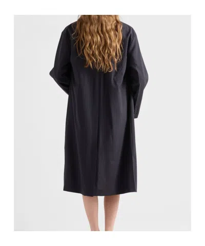 Prada Single-breasted Light Wool Coat In Blue