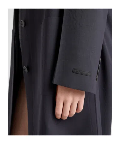 Prada Single-breasted Light Wool Coat In Blue