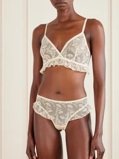 Eres Clochette Embroidered Mesh Triangle Bra In Neutral