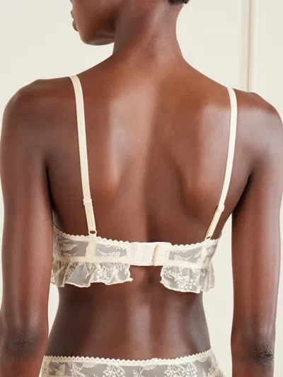 Eres Clochette Embroidered Mesh Triangle Bra In Neutral