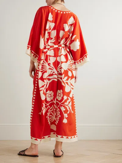 Eres Holi Printed Kaftan In Red