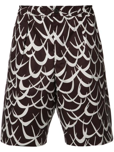 Shop Marni Abstract Print Shorts In Brown