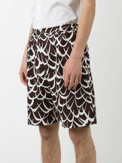 Shop Marni Abstract Print Shorts In Brown