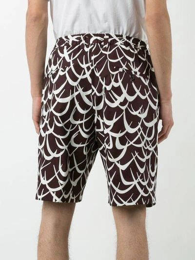 Shop Marni Abstract Print Shorts In Brown