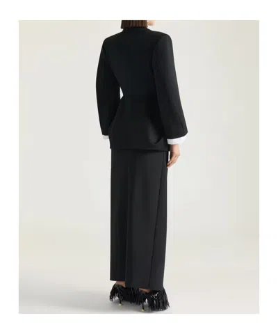 Givenchy Single-breasted Draped Jacket In Wool Grain De Poudre In Black