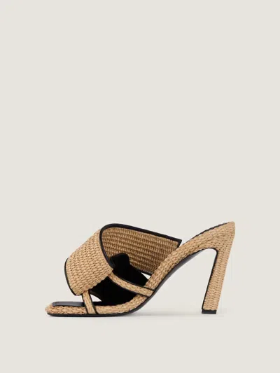 Givenchy Sliced Square Raffia-effect Heeled Mules In Nude