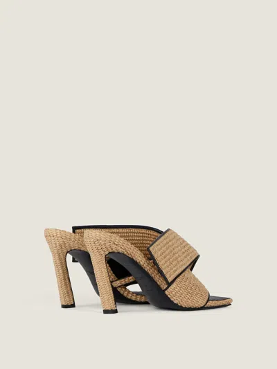 Givenchy Sliced Square Raffia-effect Heeled Mules In Nude
