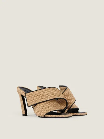 Givenchy Sliced Square Raffia-effect Heeled Mules In Nude
