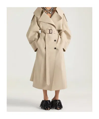 Givenchy Slashed Long Trench In Cotton In Neutral