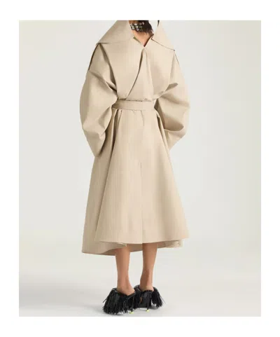 Givenchy Slashed Long Trench In Cotton In Neutral