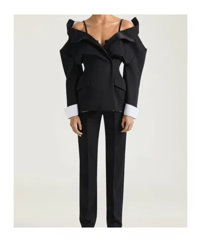 Givenchy Single-breasted Slashed Jacket In Wool Grain De Poudre In Black