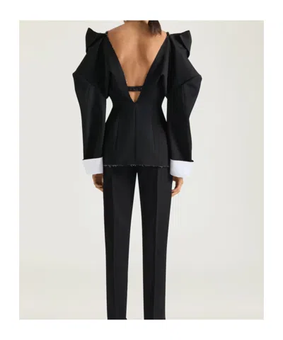 Givenchy Single-breasted Slashed Jacket In Wool Grain De Poudre In Black