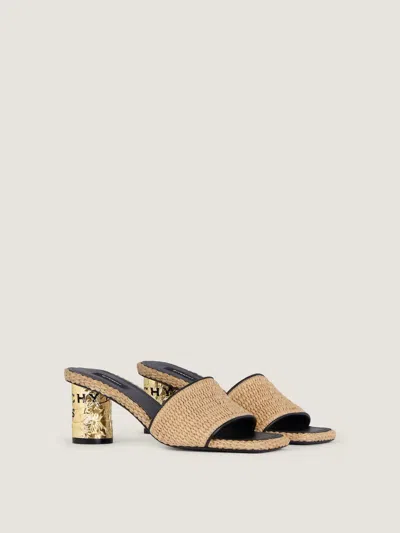 Givenchy Tape Raffia-effect Heeled Mules In Nude
