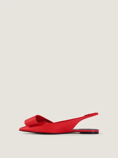 Givenchy Twisted Ribbon Flat Slingbacks In Leather In Red