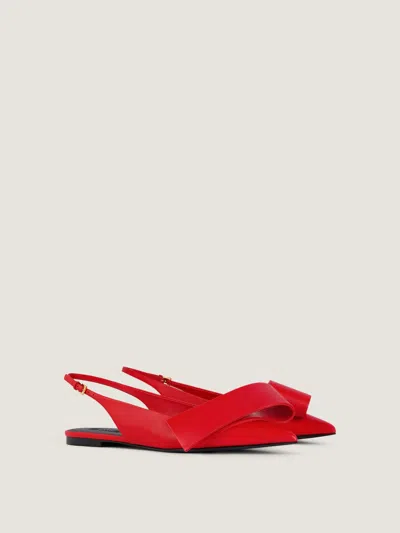 Givenchy Twisted Ribbon Flat Slingbacks In Leather In Red