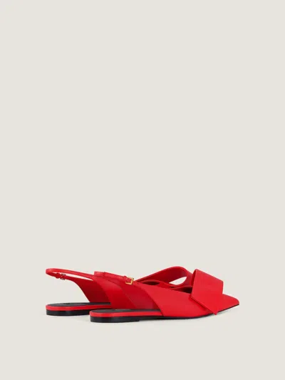 Givenchy Twisted Ribbon Flat Slingbacks In Leather In Red