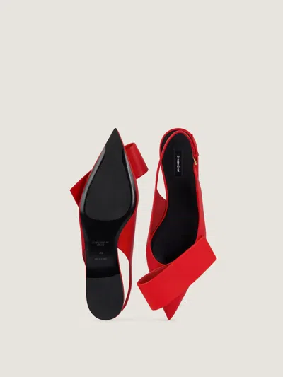Givenchy Twisted Ribbon Flat Slingbacks In Leather In Red