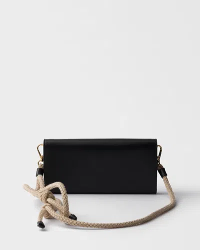Prada Wallet With Shoulder Strap In Black