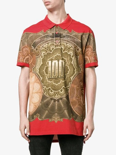 Shop Givenchy Dollar Print Polo Shirt In Red