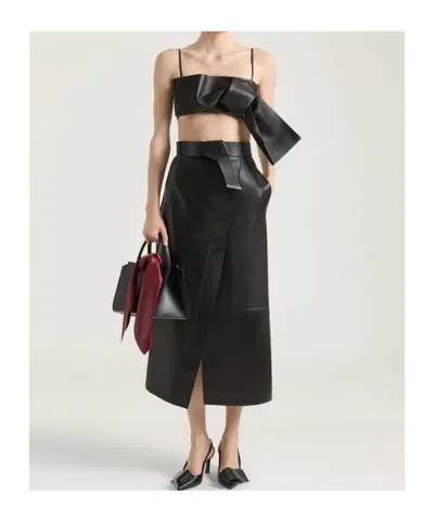 Givenchy Bra Top In Leather With Bow In Black