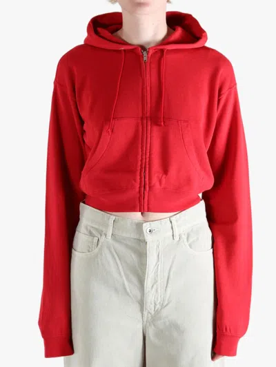 Auralee Zip-up Cropped Jacket In Red