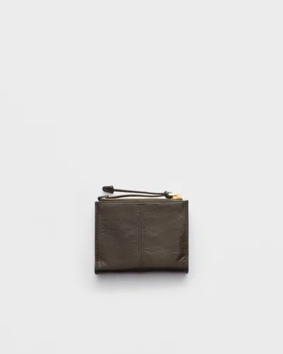 Prada Small Leather Wallet In Forest
