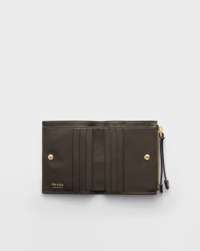 Prada Small Leather Wallet In Forest