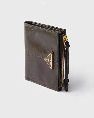 Prada Small Leather Wallet In Forest