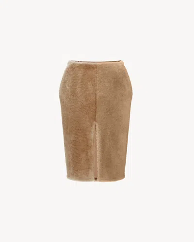 Saint Laurent Pencil Skirt In Gres/marron Glace