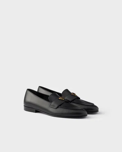 Prada Leather Loafers In Black