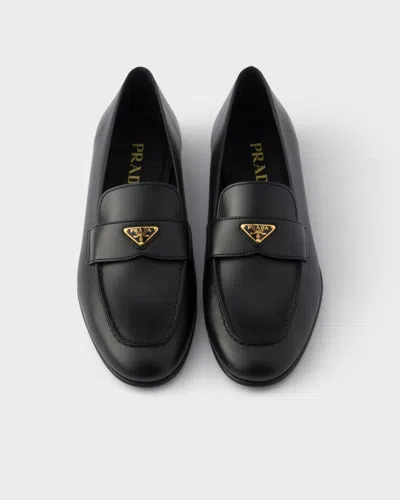 Prada Leather Loafers In Black