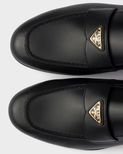 Prada Leather Loafers In Black