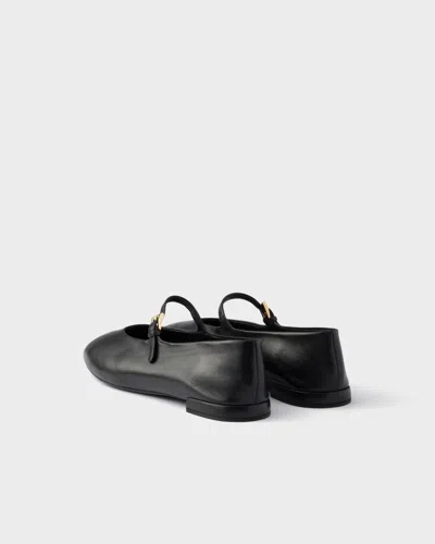 Prada Leather Ballerinas In Black