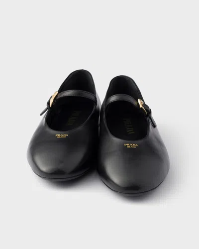 Prada Leather Ballerinas In Black
