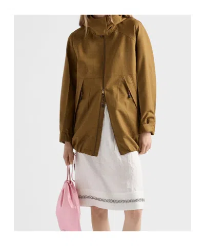 Prada Mélange Hopsack Wool Jacket In Brown