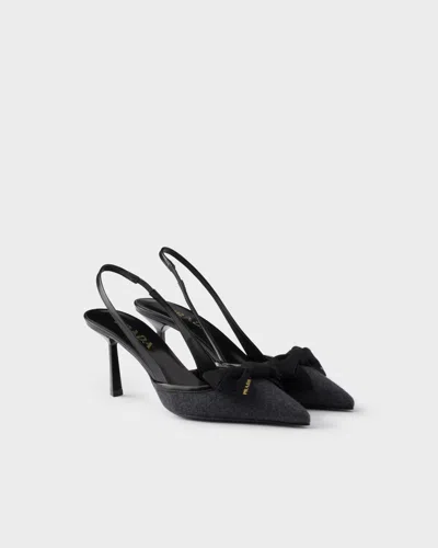 Prada Fabric Slingback Pumps In Black