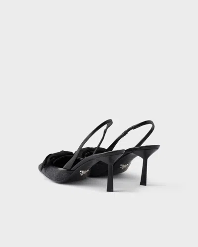 Prada Fabric Slingback Pumps In Black