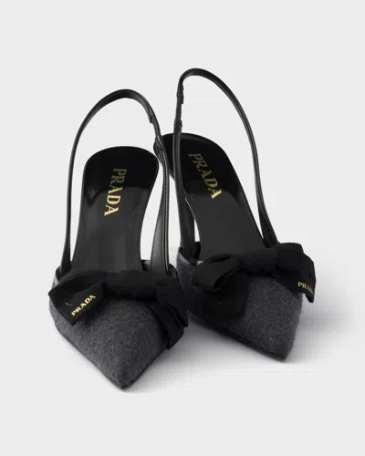 Prada Fabric Slingback Pumps In Black