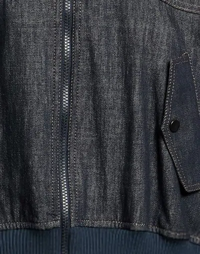 Brunello Cucinelli Women Denim-effect Twill Bomber Jacket With Shiny Zip In Blue