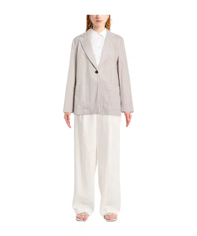 Maxco. Striped Single-breasted Suit In White