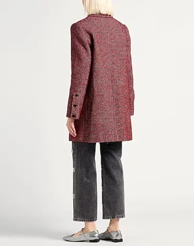 Ganni Wool Single-breasted Coat In Red