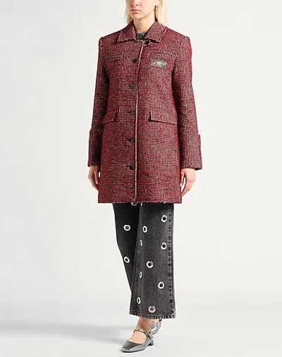 Ganni Wool Single-breasted Coat In Red