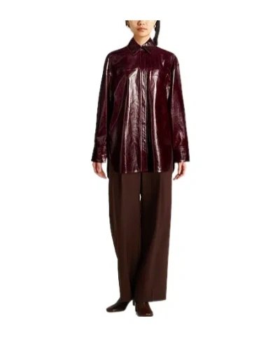 Sportmax Minimal Leather Jacket In Brown