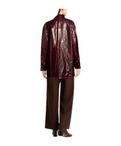 Sportmax Minimal Leather Jacket In Brown
