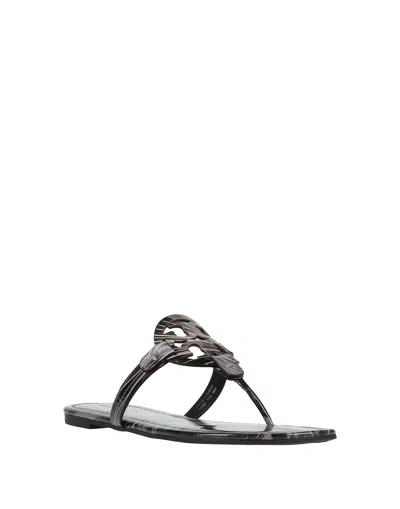 Tory Burch Multicolored Leather Flip-flops In Black